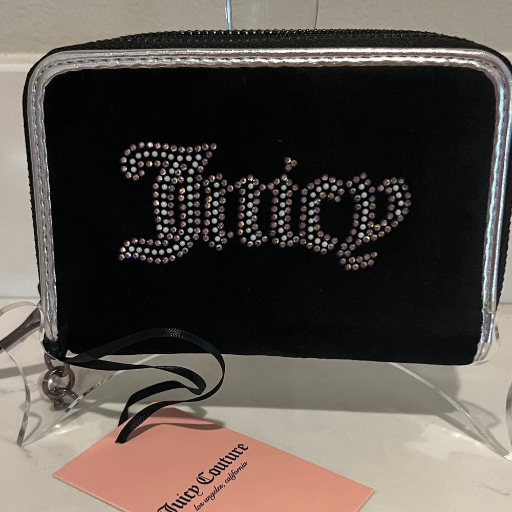 NWT Juicy Couture Black and Silver Rhinestone Wallet